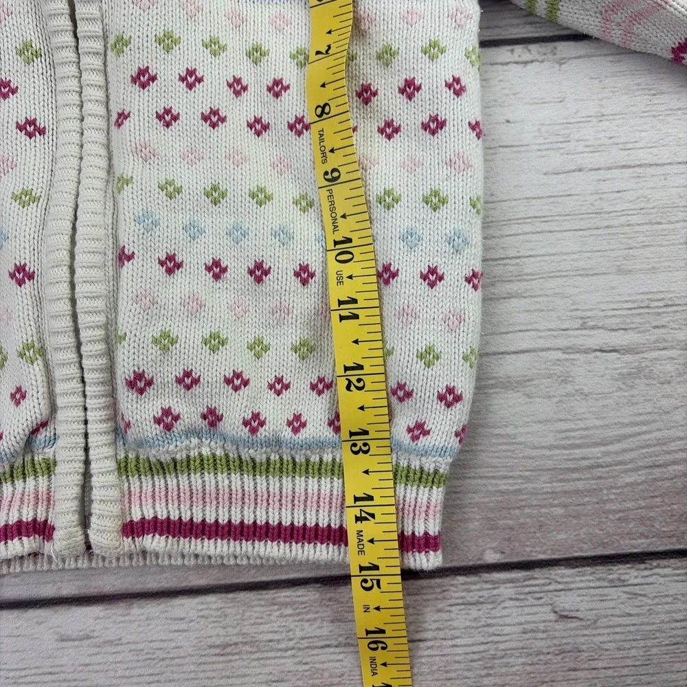 Baby Gap Toddler 5T Girl's Fair Isle Heart Stripe White Hooded Full Zip Sweater